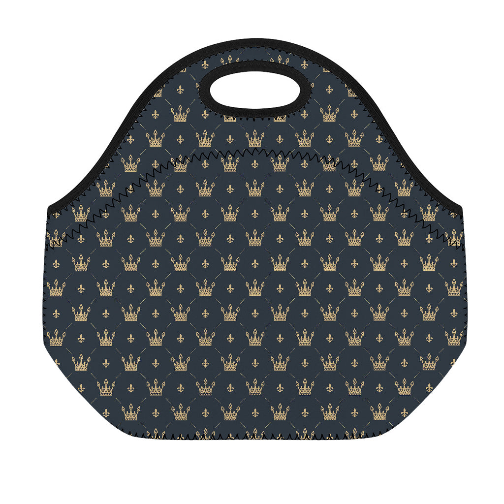 Vintage Crown Pattern Print Neoprene Lunch Bag
