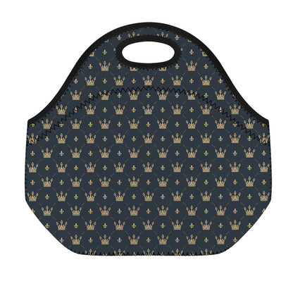 Vintage Crown Pattern Print Neoprene Lunch Bag