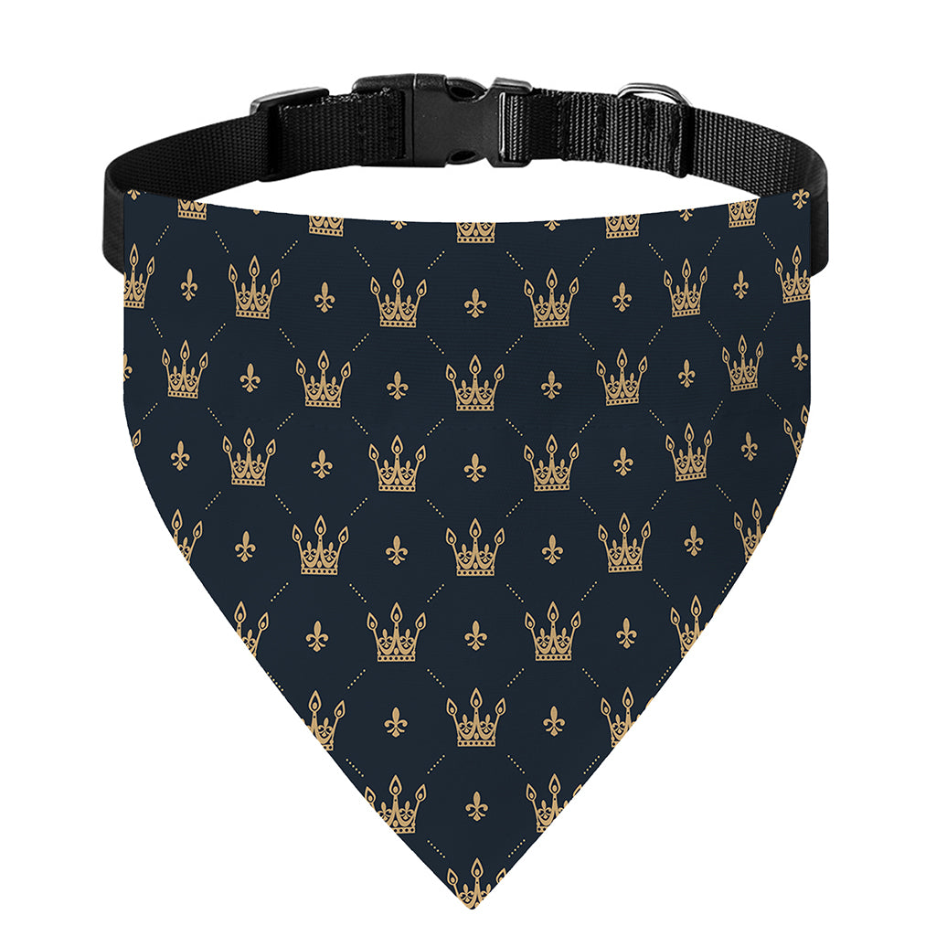 Vintage Crown Pattern Print Over The Collar Dog Bandana