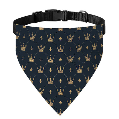 Vintage Crown Pattern Print Over The Collar Dog Bandana