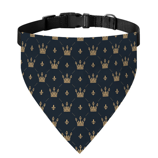 Vintage Crown Pattern Print Over The Collar Dog Bandana