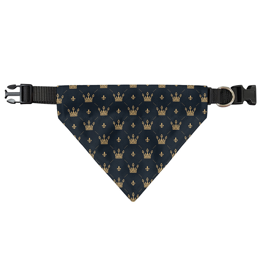 Vintage Crown Pattern Print Over The Collar Dog Bandana