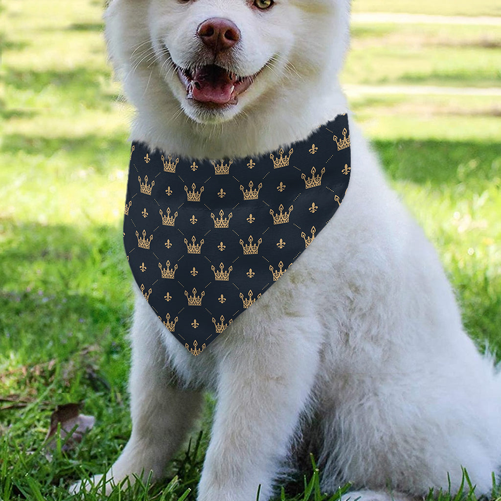 Vintage Crown Pattern Print Over The Collar Dog Bandana