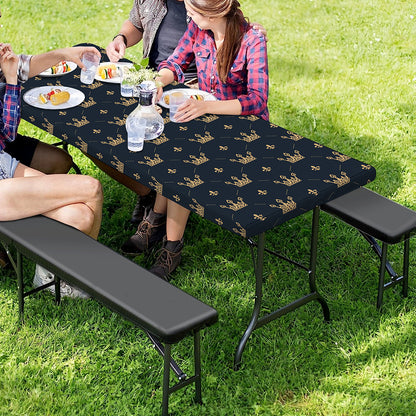 Vintage Crown Pattern Print Picnic Table Cover