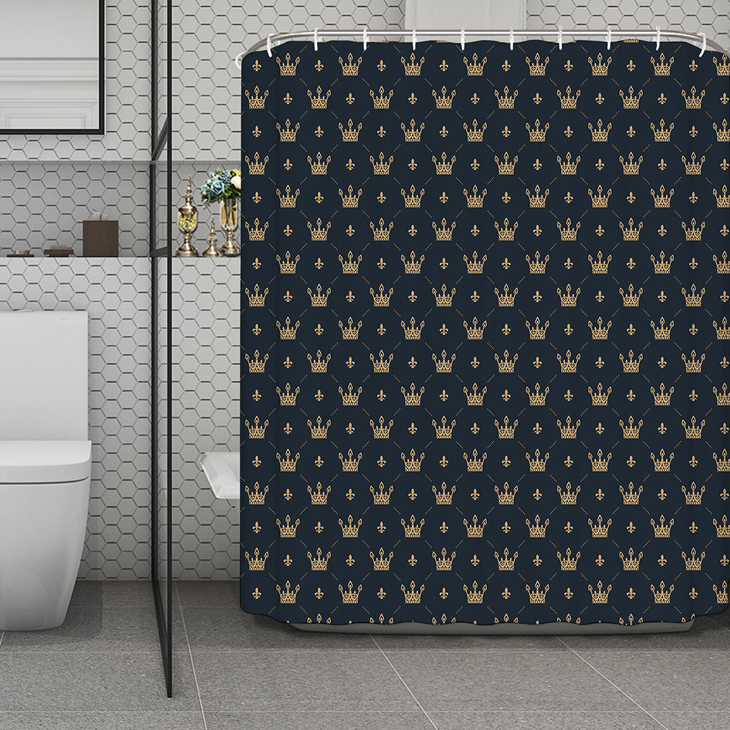 Vintage Crown Pattern Print Polyester Shower Curtain