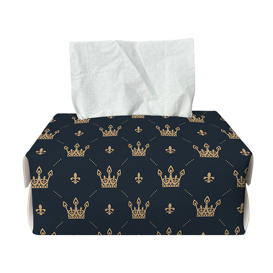 Vintage Crown Pattern Print Rectangle Tissue Box Cover