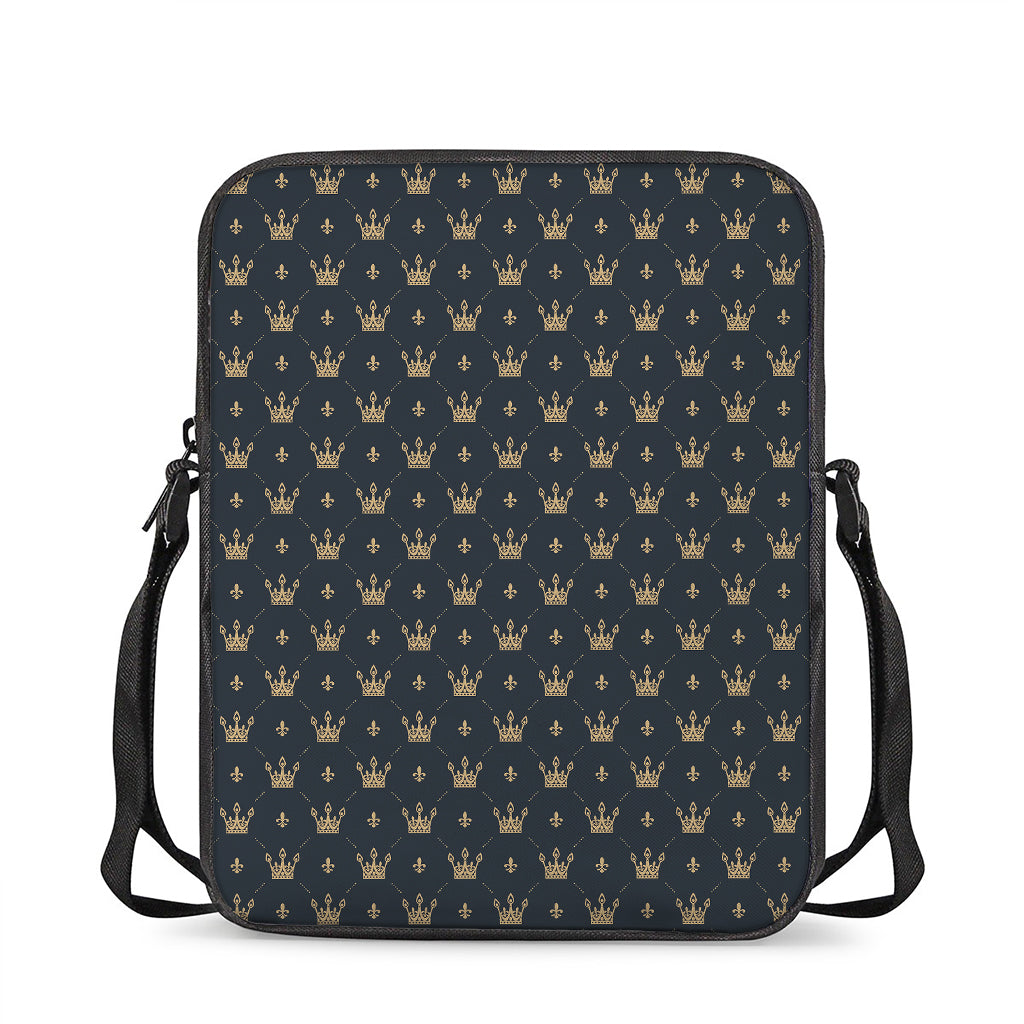 Vintage Crown Pattern Print Rectangular Crossbody Bag