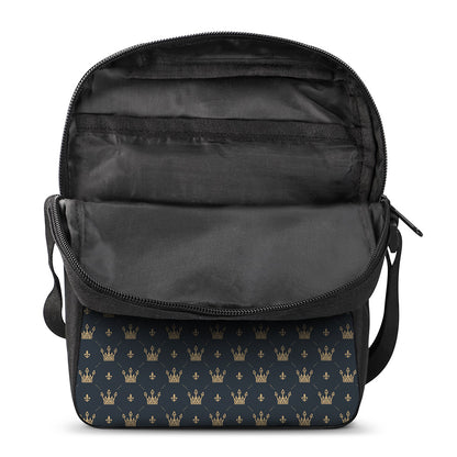 Vintage Crown Pattern Print Rectangular Crossbody Bag