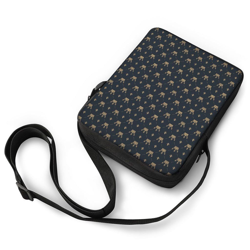 Vintage Crown Pattern Print Rectangular Crossbody Bag
