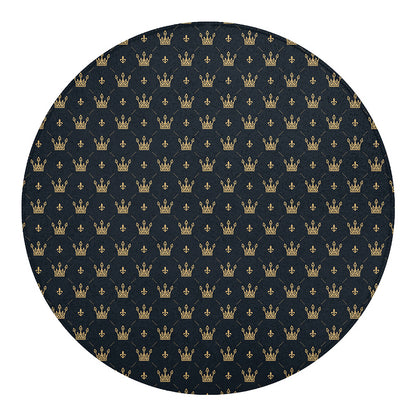 Vintage Crown Pattern Print Round Blanket