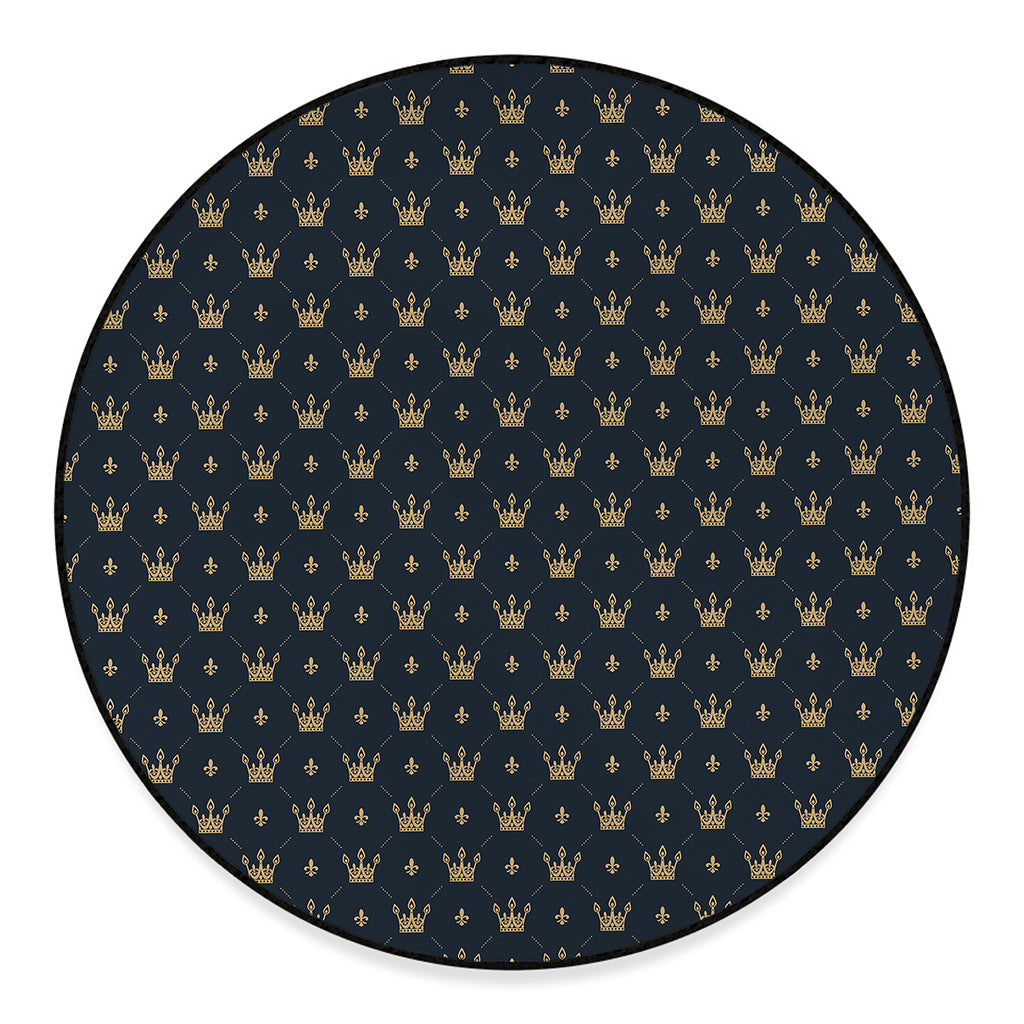 Vintage Crown Pattern Print Round Floor Mat