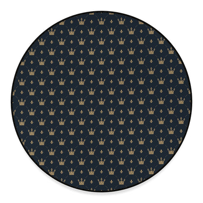 Vintage Crown Pattern Print Round Floor Mat