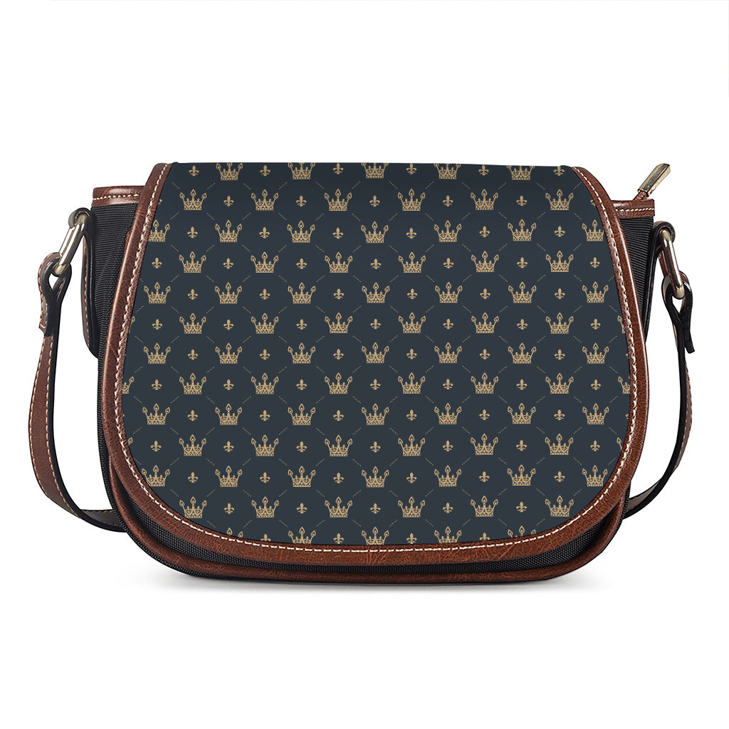 Vintage Crown Pattern Print Saddle Bag