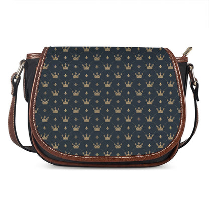 Vintage Crown Pattern Print Saddle Bag