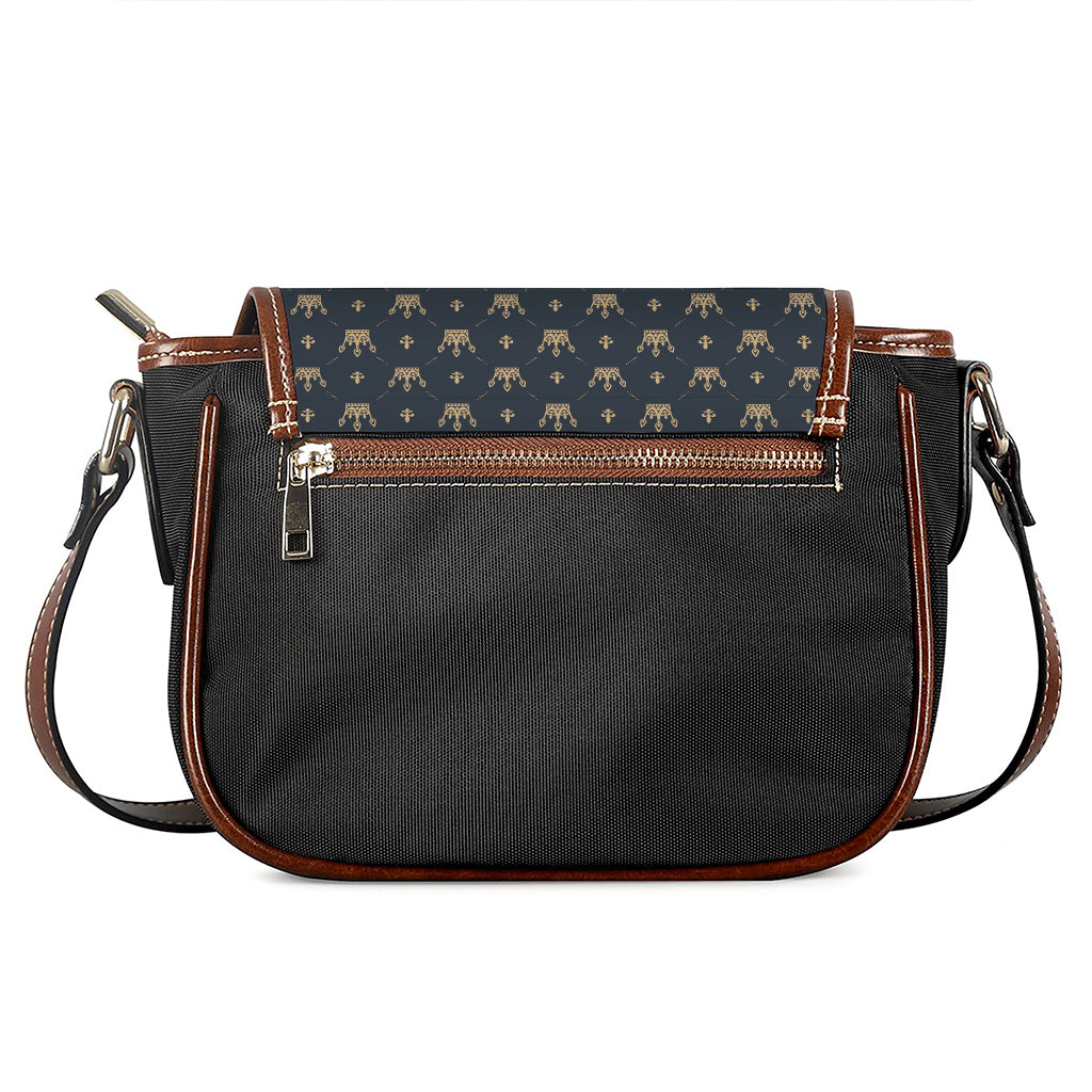 Vintage Crown Pattern Print Saddle Bag
