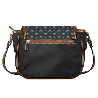 Vintage Crown Pattern Print Saddle Bag