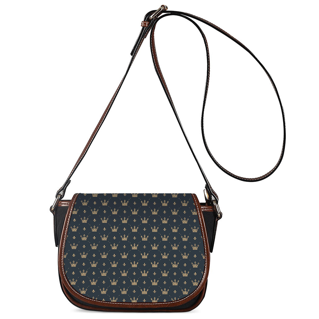 Vintage Crown Pattern Print Saddle Bag