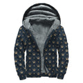 Vintage Crown Pattern Print Sherpa Lined Zip Up Hoodie