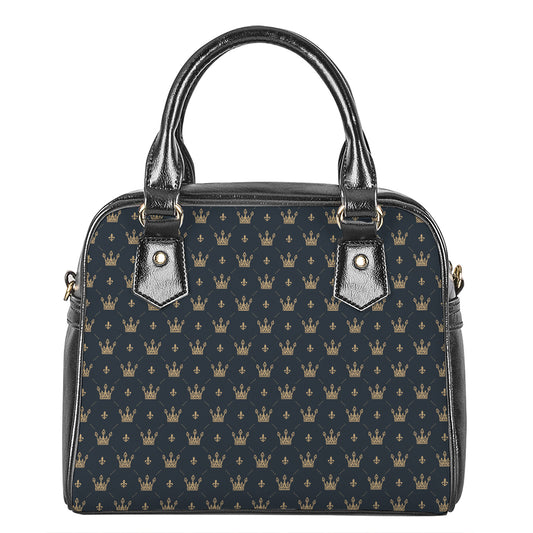 Vintage Crown Pattern Print Shoulder Handbag