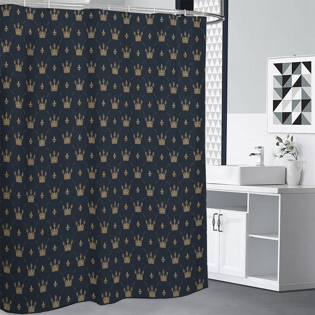 Vintage Crown Pattern Print Shower Curtain