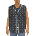 Vintage Crown Pattern Print Sleeveless Baseball Jersey