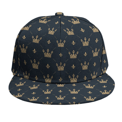 Vintage Crown Pattern Print Snapback Cap
