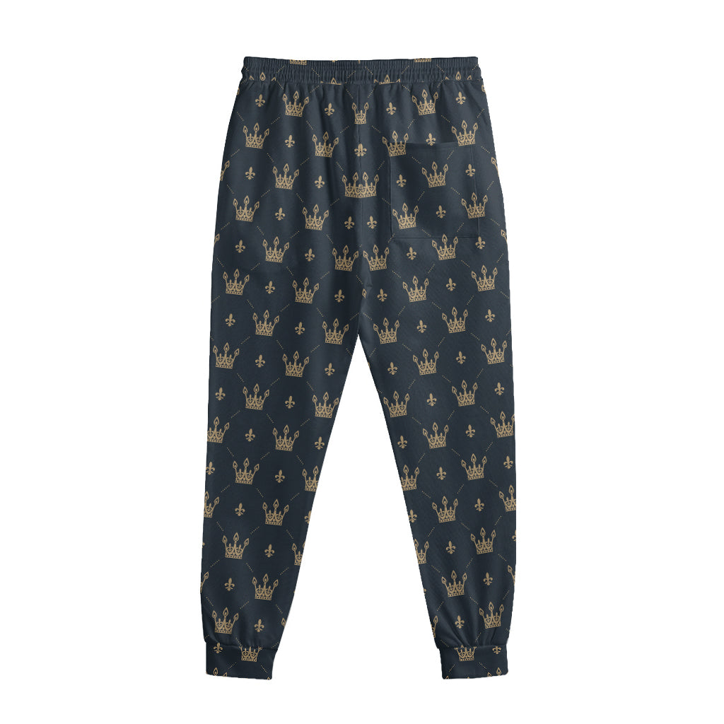 Vintage Crown Pattern Print Sweatpants