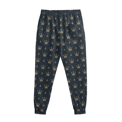 Vintage Crown Pattern Print Sweatpants