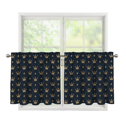 Vintage Crown Pattern Print Tier Curtains
