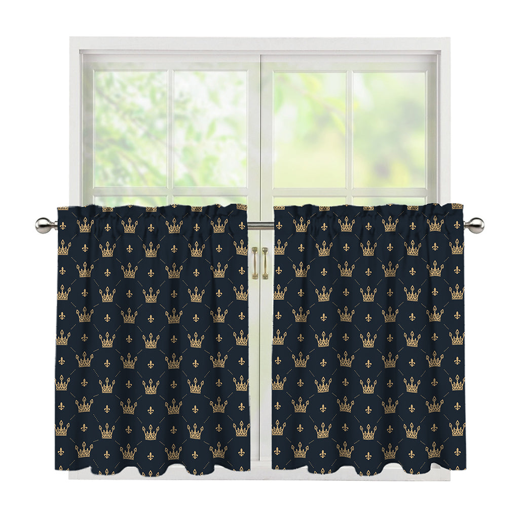 Vintage Crown Pattern Print Tier Curtains
