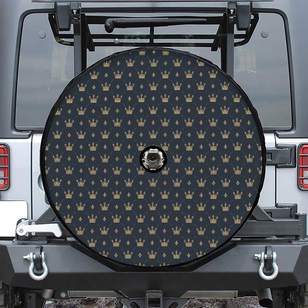 Vintage Crown Pattern Print Tire Cover With Camera Hole
