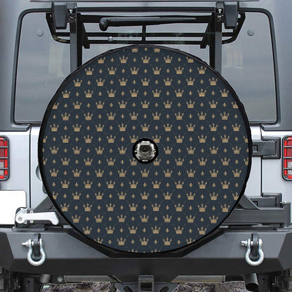 Vintage Crown Pattern Print Tire Cover With Camera Hole