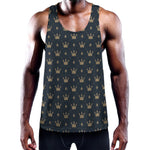 Vintage Crown Pattern Print Training Tank Top