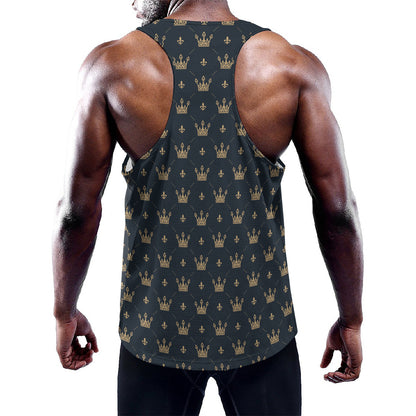 Vintage Crown Pattern Print Training Tank Top