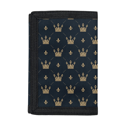 Vintage Crown Pattern Print Trifold Wallet