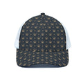 Vintage Crown Pattern Print White Mesh Trucker Hat
