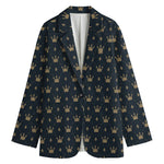 Vintage Crown Pattern Print Women's Blazer