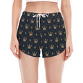 Vintage Crown Pattern Print Women's Split Running Shorts