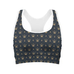 Vintage Crown Pattern Print Women's Sports Bra