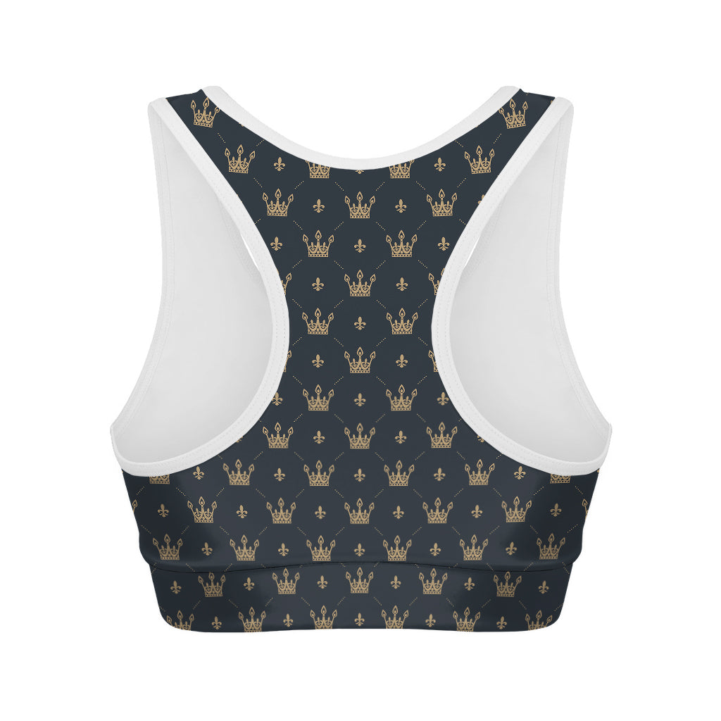 Vintage Crown Pattern Print Women's Sports Bra