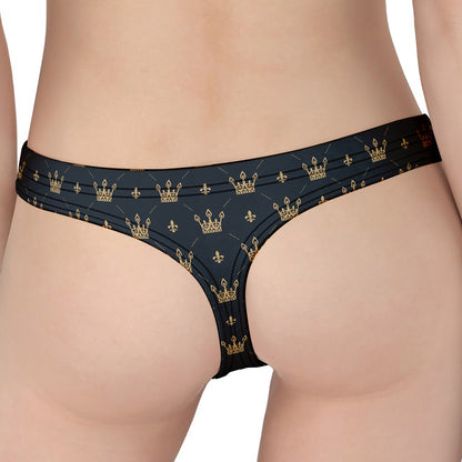 Vintage Crown Pattern Print Women's Thong