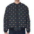 Vintage Crown Pattern Print Zip Sleeve Bomber Jacket