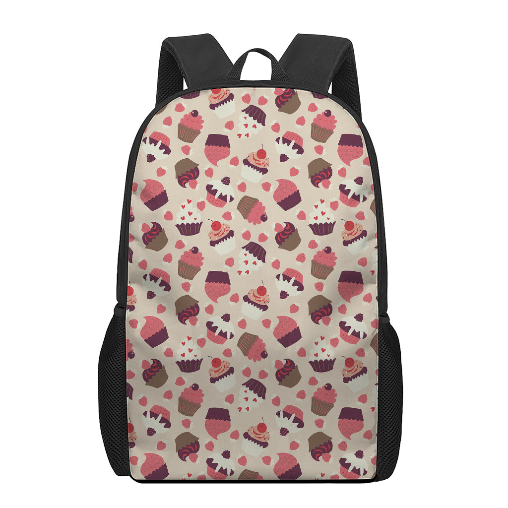Vintage Cupcake Pattern Print 17 Inch Backpack