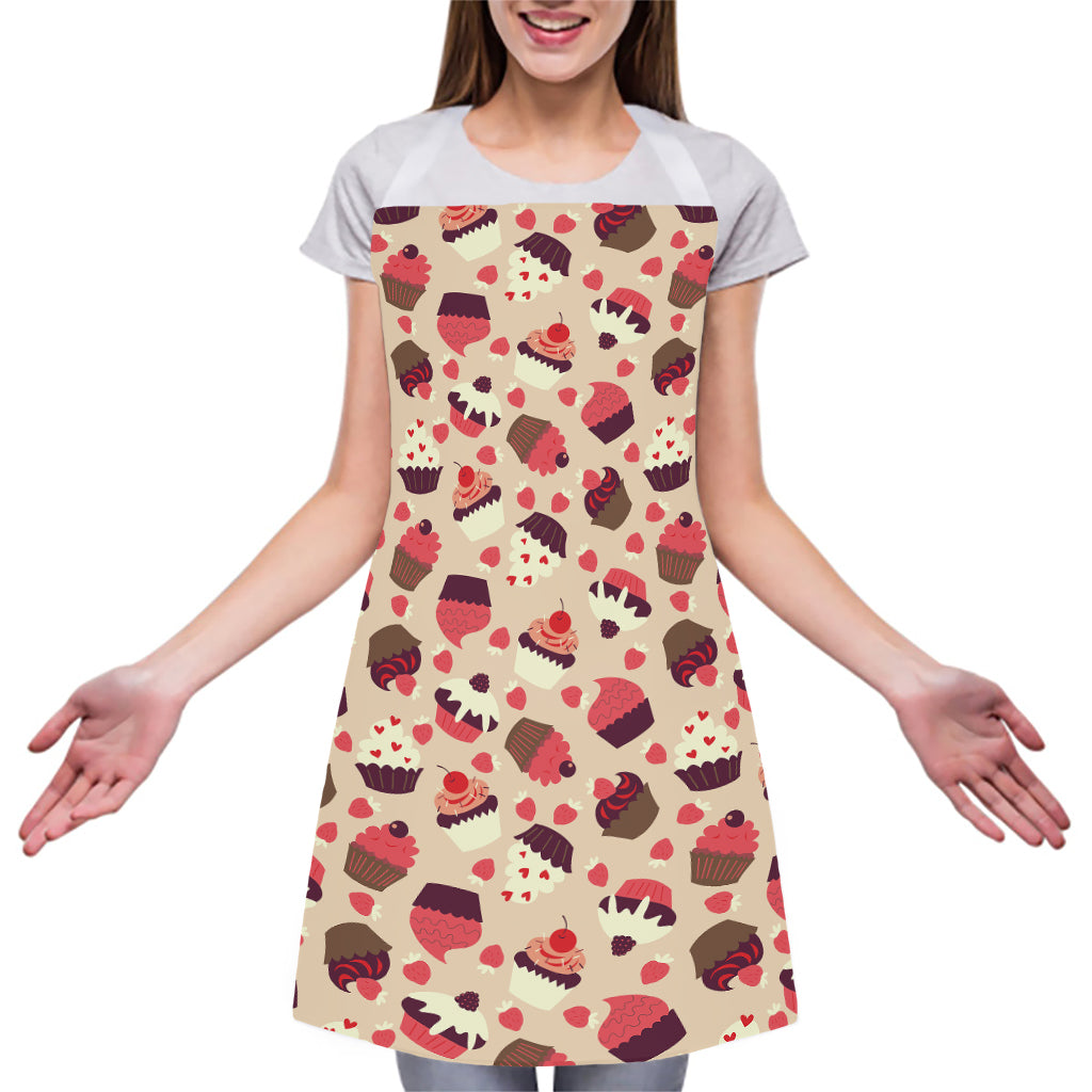 Vintage Cupcake Pattern Print Adjustable Apron