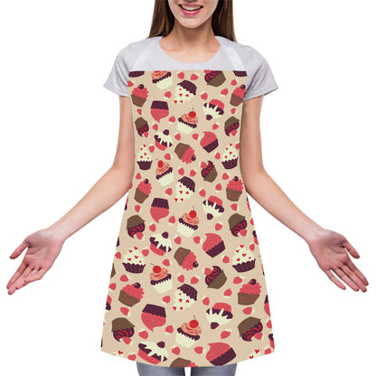 Vintage Cupcake Pattern Print Adjustable Apron