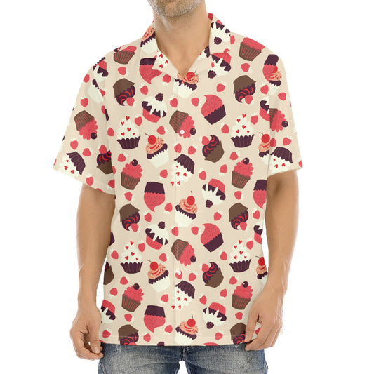 Vintage Cupcake Pattern Print Aloha Shirt