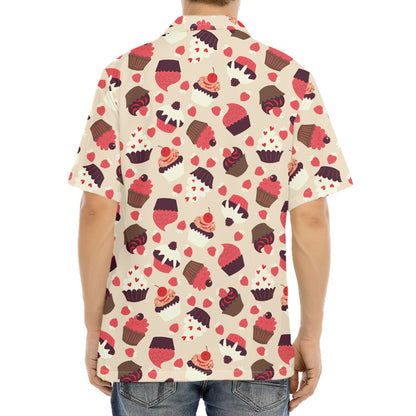 Vintage Cupcake Pattern Print Aloha Shirt
