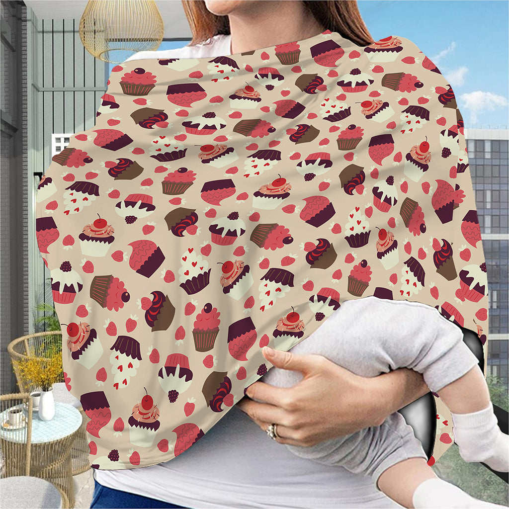 Vintage Cupcake Pattern Print Baby Seat Cover