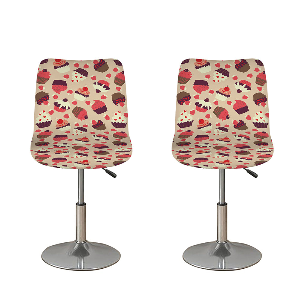 Vintage Cupcake Pattern Print Bar Stool Covers