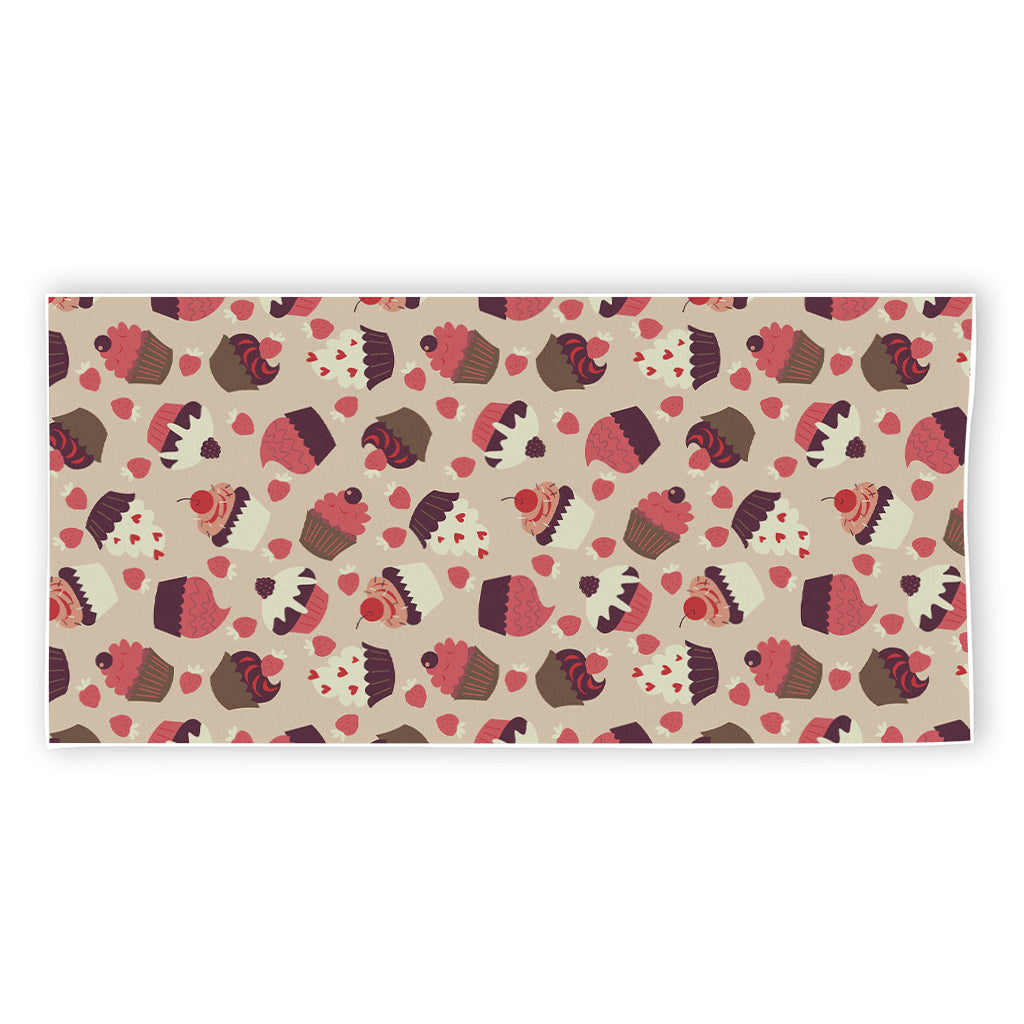 Vintage Cupcake Pattern Print Beach Towel